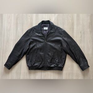 Vintage 90s Hathaway Genuine Leather Bomber Jacket Size Large *Distressed